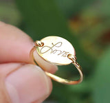 Copper/925 Sterling Silver Personalized Signature Engraved Oval Ring