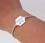 925 Sterling Silver Personalized Signature Hexagon Bangle