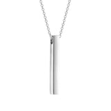 925 Sterling Silver 3D Engraved Vertical Bar Name Necklace Personalized Engraving 4 Side Nameplate Necklace