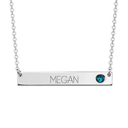 Copper/925 Sterling Silver Personalized Bar Necklace with Birthstone Adjustable 16”-20”