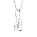 Copper/925 Sterling Silver Personalized Engraved Vertical Bar Necklace Adjustable 18”-20”