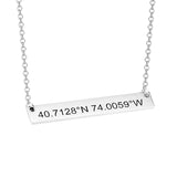 Copper/925 Sterling Silver Personalized Coordinates Bar Necklace Adjustable 16”-20”