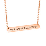 Copper/925 Sterling Silver Personalized Coordinates Bar Necklace Adjustable 16”-20”