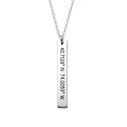 Copper/925 Sterling Silver Personalized Vertical Coordinates Bar Necklace  Adjustable 16”-20”