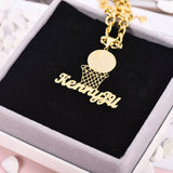 Basketball Nameplate Pendant Personalized Custom Gold Plated Name Necklace