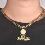 Basketball Nameplate Pendant Personalized Custom Gold Plated Name Necklace