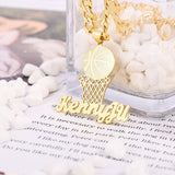 Basketball Nameplate Pendant Personalized Custom Gold Plated Name Necklace