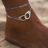 Copper Handcuffs Ankle Bracelet for Women Anklet Fashion Multilayer Foot Chain