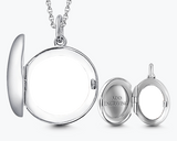 Engravable Round Photo Locket With Chain