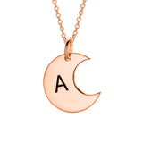 925 Sterling Silver Personalized Dainty Gold Moon Initial Necklace Adjustable 16”-20”