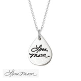 925 Sterling Silvert Personalized Engraved Teardrop Signature Necklace Adjustable 16”-20”