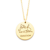 Copper/925 Sterling Silver Personalized Disc Handwriting Signature Necklace-Adjustable 16”-20”