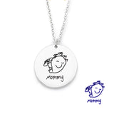 925 Sterling Silver Kid's Drawing Disc Engraved Photo Necklace