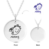 925 Sterling Silver Kid's Drawing Disc Engraved Photo Necklace