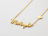 Makayla - 925 Sterling Silver Adjustable Chain Signature Necklace with Heart Charm