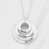 Copper/925 Sterling Silver Personalized Grandma Necklace With Grandchildren's Names Adjustable 16”-20”- 4 Rings