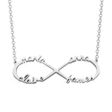 Copper/925 Sterling Silver Personalized  Infinity Name Necklace With 4 Names Adjustable 18”-20”