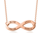 Infinity Necklace With 4 Names-Plated Yellow Gold