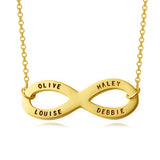 Infinity Necklace With 4 Names-Plated Yellow Gold