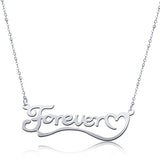 Love You Forever 925 Sterling Silver Personalized Classic Name or Text  Necklace Adjustable 16”-20”