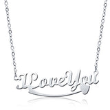 I Love You 925 Sterling Silver Personalized Classic Name or Text  Necklace Adjustable 16”-20”