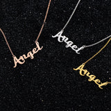 Angel - Copper/925 Sterling Silver Personalized Name or Text Necklace Adjustable 18”-20”