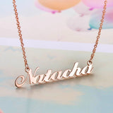 Natacha - 925 Sterling Silver Personalized Name Necklace 16"-20" Adjustable Chain White Gold Plated