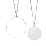 925 Sterling Silver Personalized Round Engraved Photo Necklace Adjustable 16"-20"