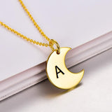 925 Sterling Silver Personalized Dainty Gold Moon Initial Necklace Adjustable 16”-20”