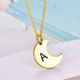 925 Sterling Silver Personalized Dainty Gold Moon Initial Necklace Adjustable 16”-20”