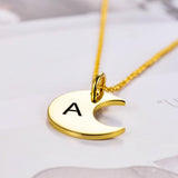 925 Sterling Silver Personalized Dainty Gold Moon Initial Necklace Adjustable 16”-20”