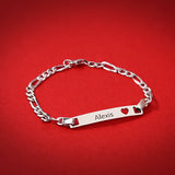 Copper/925 Sterling Silver Personalized  Bar Engraved Bracelet with Heart Adjustable 6”-7.5”