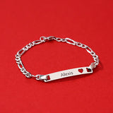 Copper/925 Sterling Silver Personalized  Bar Engraved Bracelet with Heart Adjustable 6”-7.5”