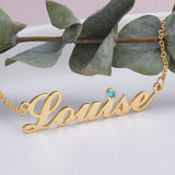 Louise - Copper/925 Sterling Silver/10K/14K/18K Personalized Name Necklace with Birthstone  Adjustable 18”-20”