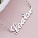 Louise - Copper/925 Sterling Silver/10K/14K/18K Personalized Name Necklace with Birthstone  Adjustable 18”-20”