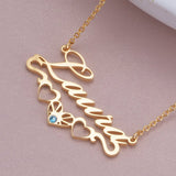 Laura - 925 Sterling Silver/10K/14K/18K Personalized Name Necklace with Underline Hearts Adjustable Chain 18”-20”