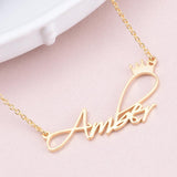 AmberH - Copper/925 Sterling Silver Personalized Princess Crown Name Necklace Adjustable Chain 16”-20"