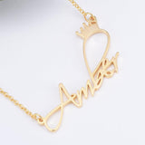 AmberH - Copper/925 Sterling Silver Personalized Princess Crown Name Necklace Adjustable Chain 16”-20"