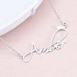 AmberH - Copper/925 Sterling Silver Personalized Princess Crown Name Necklace Adjustable Chain 16”-20"