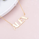 ALEX - 925 Sterling Silver/10K/14K/18K Personalized Capital Letters Name Necklace Adjustable 16”-20”