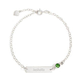 925 Sterling Silver Personalized Birthstone Engraved Bracelet Adjustable 6”-7.5”