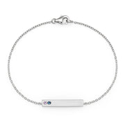 925 Sterling Silver Personalized 2 Stone Birthstone Name Bar Bracelet