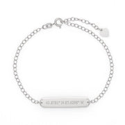 925 Sterling Silver Personalized Coordinate Oval Name Bar Bracelet Adjustable 6”-8.5”