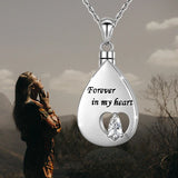 Heart Teardrop Urn Cremation for Ashes Memorial Keepsake 925 Sterling Silver Pendant Necklace for Women Men