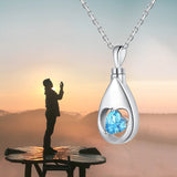 925 Sterling Silver Urn Necklaces for Ashes CZ Teardrop Ashes Eternity Cremation Jewelry Urns Necklace Keepsake Memorial Gifts