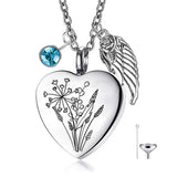 Wildflowers Urn Necklace for Ashes Sterling Silver Custom Heart-Shaped Cremation Jewelry