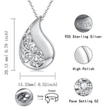 925 Sterling Silver Tree of Life/Butterfly  Teardrop Urn Necklace for Ashes Family Tree Keepsake Cremation Pendant Memorial Jewelry for Women