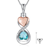 Infinity Heart Cremation Jewelry for Ashes Sterling Silver Urn Necklaces for Women