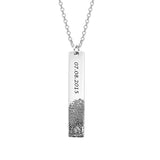 Copper/925 Sterling Silver Personalized Fingerprint Engraved Vertical Bar Necklace