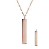 Copper/925 Sterling Silver Personalized  Engravable Vertical Bar Necklace Adjustable 16”-20”